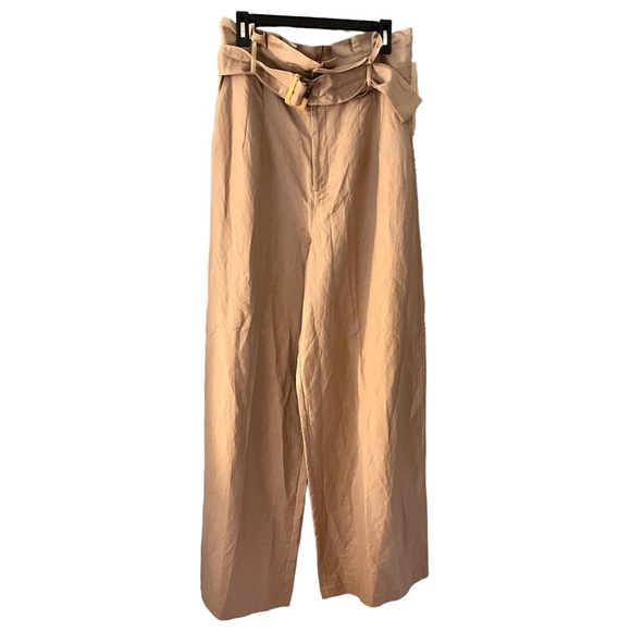 Forever 21 Pants - NWT Forever 21 Contemporary Taupe Linen Blend Paper  Bag High Waist Wide Leg XL